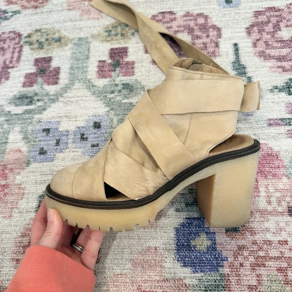 Free People Womens Chunky Platform Ankle Sandals Size 37 US 6/6.5 Boho Festival